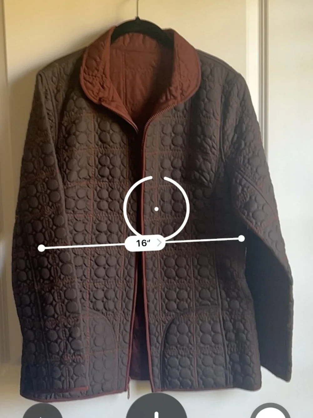 Reversible Brown & Rust Quilted Zip-Up Jacket
